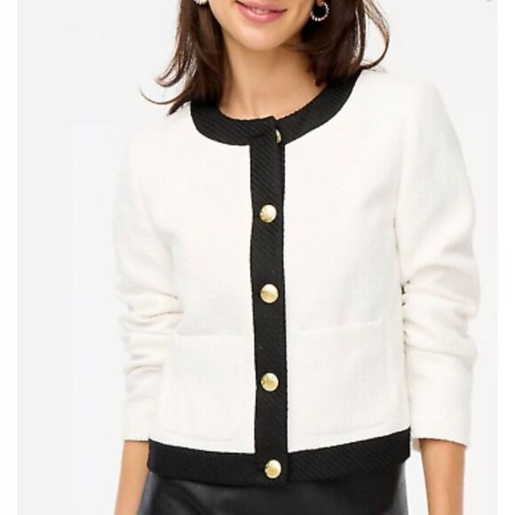 NWT J Crew Black and White Tweed Lady Jacket Blazer Size 22 - Picture 1 of 7